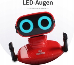 Zabawka RC robot zdalnie sterowany oświetlenie LED grający czerwony 12x13cm