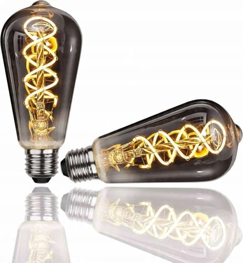 Żarówka LED E27 Edison 2700K Moc 4W Nieściemnialna Zestaw 2szt