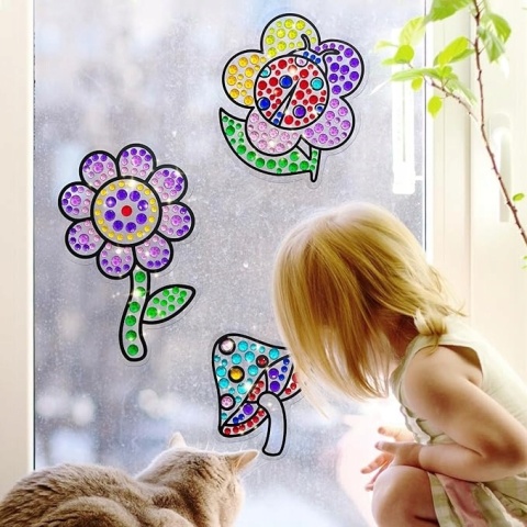 Zestaw kreatywny DIY Suncatcher z Diamentami 5D dla Dzieci 6+ 6szt