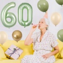 Balony urodzinowe cyfra 60 zielone złote 12 sztuk dekoracje rocznica