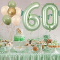 Balony urodzinowe cyfra 60 zielone złote 12 sztuk dekoracje rocznica