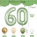 Balony urodzinowe cyfra 60 zielone złote 12 sztuk dekoracje rocznica
