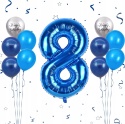 Balony urodzinowe na 8 urodziny lateksowe 100cm zestaw 12szt kolor Niebiesk