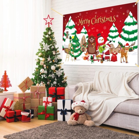Baner świąteczny na Boże Narodzenia 180x105 cm napis Wesołych Świąt