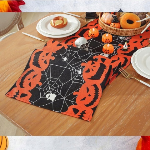 Bieżnik na stół dekoracja jesienna na Halloween z dynią 30 x 180cm