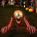 CZASZKA DEKORACJA HALLOWEEN SZKIELET podświetlany 3-częściowy zestaw
