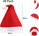 Czapka Świętego Mikołaja z Pomponem Miękka 32x38cm Zestaw 48szt