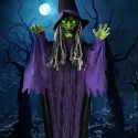 Dekoracja hallowenowa wisząca czarownica mówiąca podświetlane oczy 360cm