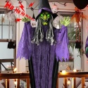 Dekoracja hallowenowa wisząca czarownica mówiąca podświetlane oczy 360cm