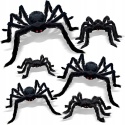 Dekoracja na Halloween Zestaw Dużych Pająków 6szt Włochate Pająki 30-125cm