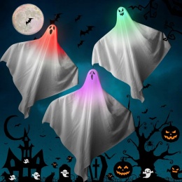 Dekoracja na Halloween duchy z kolorowymi światłami 65x60cm Wiszące duchy