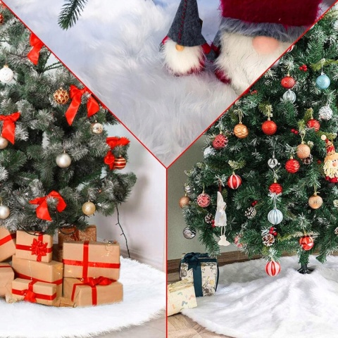 Dywanik Pod Choinkę Świąteczny Biały Mata Okrągła 90cm