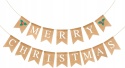 Girlanda świąteczna baner z materiału jutowego Merry Christmas 6m