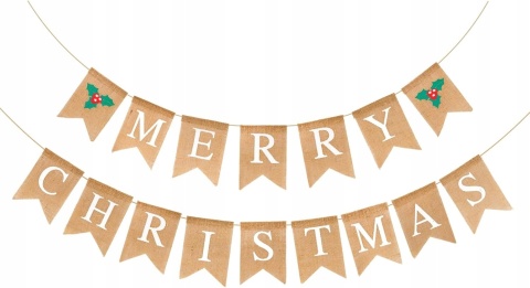 Girlanda świąteczna baner z materiału jutowego Merry Christmas 6m