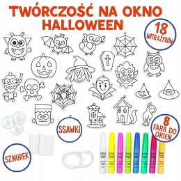 Halloween Zestaw Kreatywny Malowanie Okien 18 Witraży Klever Kits