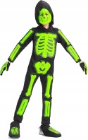 KOSTIUM SZKIELETU DLA DZIECI ŚWIECĄCY W CIEMNOSCI NA HALLOWEEN r 130