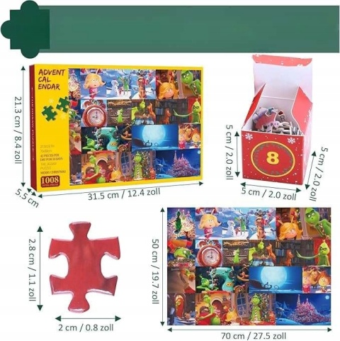 Kalendarz adwentowy 2024 puzzle Boże Narodzenie układanka 1008 szt