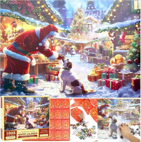 Kalendarz adwentowy puzzle Świąteczne Boże Narodzenie 1008 Elementów 24 Dni