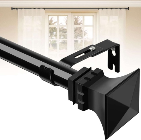 Karnisz pojedynczy na firanki zasłony drążek 76- 224 cm czarny metalowy