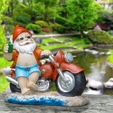 Krasnal na motocyklu figurka ogrodowa nietłukąca 17,5x20cm