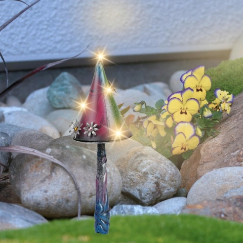 Lampa Solarna Dekoracja Ogrodowa w Kształcie grzyba 7diod LED Wodoodporna