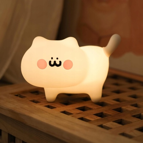Lampka nocna USB ściemniana dotykiem do pokoju kształt kotek biały