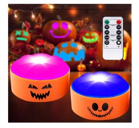 Lampki LED wkład do dyni na Halloween niebieski pomarańczowy z pilotem