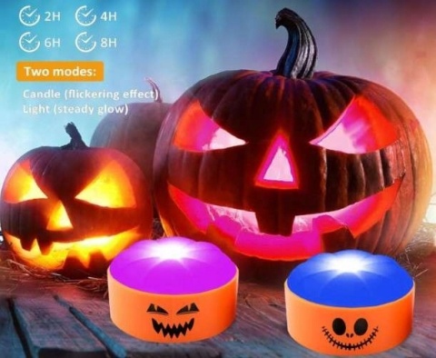 Lampki LED wkład do dyni na Halloween niebieski pomarańczowy z pilotem