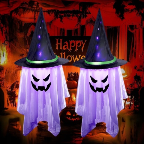 Lampy LED ozdobna Halloween w kształcie ducha tryby 105cm zestaw 2szt
