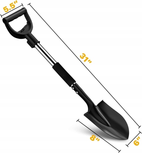 Łopata ogrodowa ze stali z zakrzywionym uchwytem 78 cm Czarna