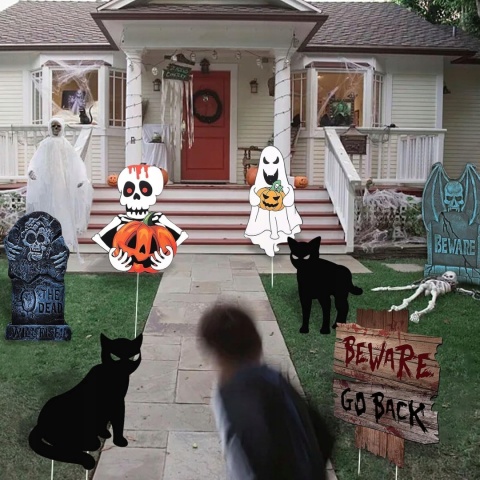 Nagrobki Halloween 7el 42cm Dekoracje Ogrodowe Kot Duch