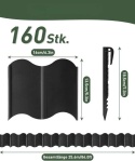 Obrzeże trawnika ogrodzenie ogrodowe plastikowe 160szt Czarny 16x13,5x0,5cm