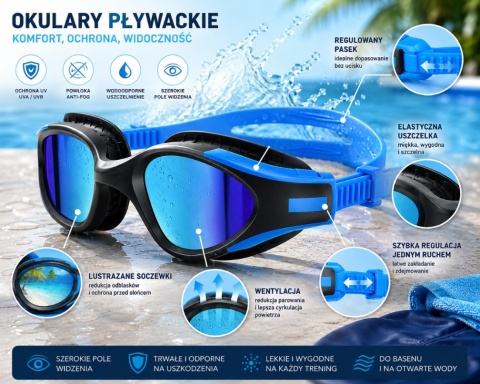 Okulary do pływania na basen unisex Hegcoiie AntiFog Filtr UV