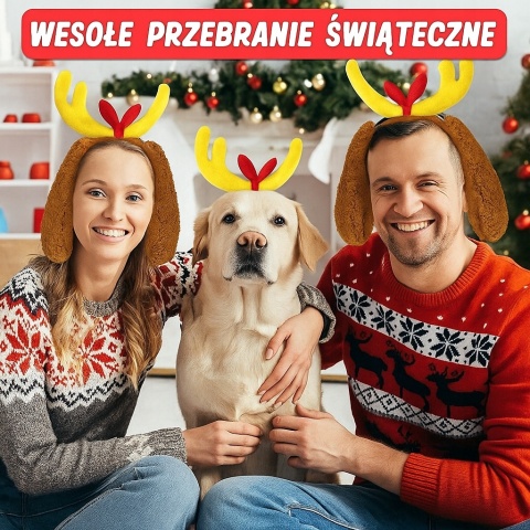 Opaska na głowę rogi renifera dekoracja świąteczna pluszowa 2szt