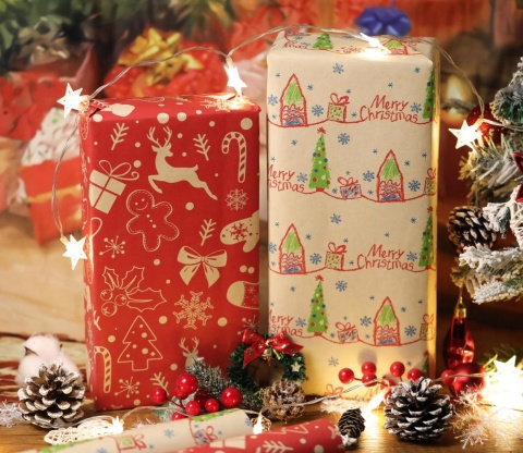 Papier prezentowy do pakowania prezentów świąteczny ozdobny 0,43 x 15m 2szt