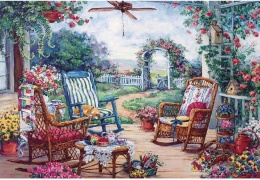 Puzzle klasyczne Mini 1000 Elementów 38 x 26 cm taras kwiatki ogród