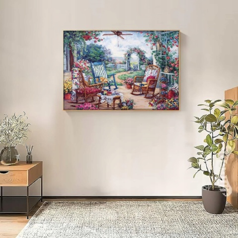 Puzzle klasyczne Mini 1000 Elementów 38 x 26 cm taras kwiatki ogród