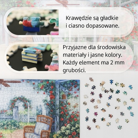 Puzzle klasyczne Mini 1000 Elementów 38 x 26 cm taras kwiatki ogród