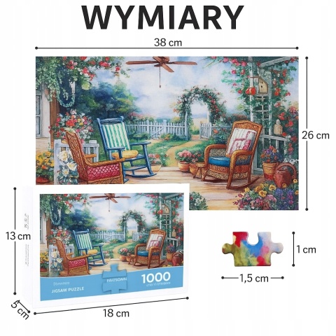 Puzzle klasyczne Mini 1000 Elementów 38 x 26 cm taras kwiatki ogród