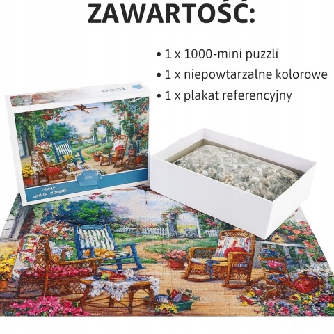 Puzzle klasyczne Mini 1000 Elementów 38 x 26 cm taras kwiatki ogród