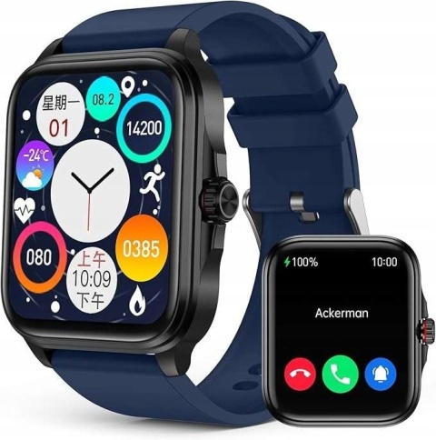 Smartwatch EGQINR 1.91 cala HD z Bluetooth ciśnienie cukier IP67 zestaw