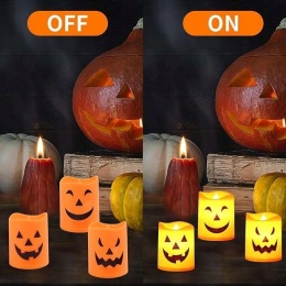 Świeczki LED w motywie dyni dekoracja na Halloween zestaw 6 szt na baterie