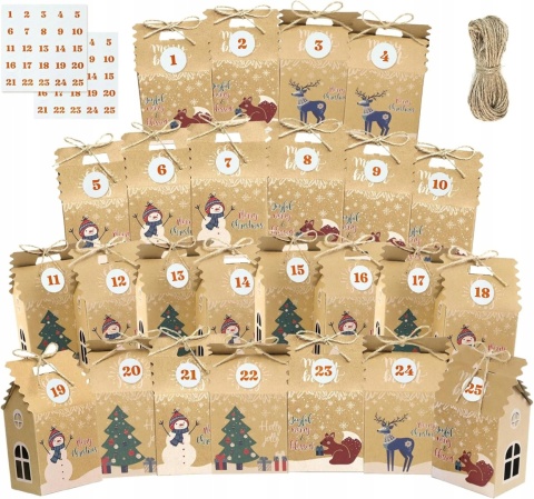 Torebki na prezenty świąteczne papierowe mix 50szt 13x7cm