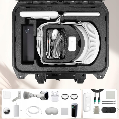 Walizka ochronna do Apple Vision Pro z zamkiem szyfrowym i IP67 zestaw