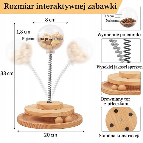 Zabawka dla kota MayuMay interaktywna drewniana 2 rozmiary treningowa