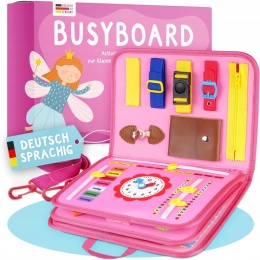 Zestaw Busy Board tablica manipulacyjna edukacyjna dla dzieci niemiecka róż